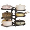 6 Tier Pots and Pans Lid Organizer Rack Holder, Adjustable Pot Organizer Rack for Under Cabinet, Pot Rack for Kitchen Organization and Storage, Black