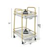 2-tier Kitchen Rolling Cart with Steel Frame and Lockable Casters