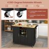 Rolling Kitchen Island Cart with Drop-Leaf Countertop ad Towel Bar